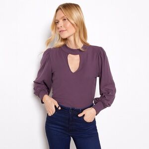 Nation LTD Women's Shelby Cut Out Long Sleeve Top Purple XL‎